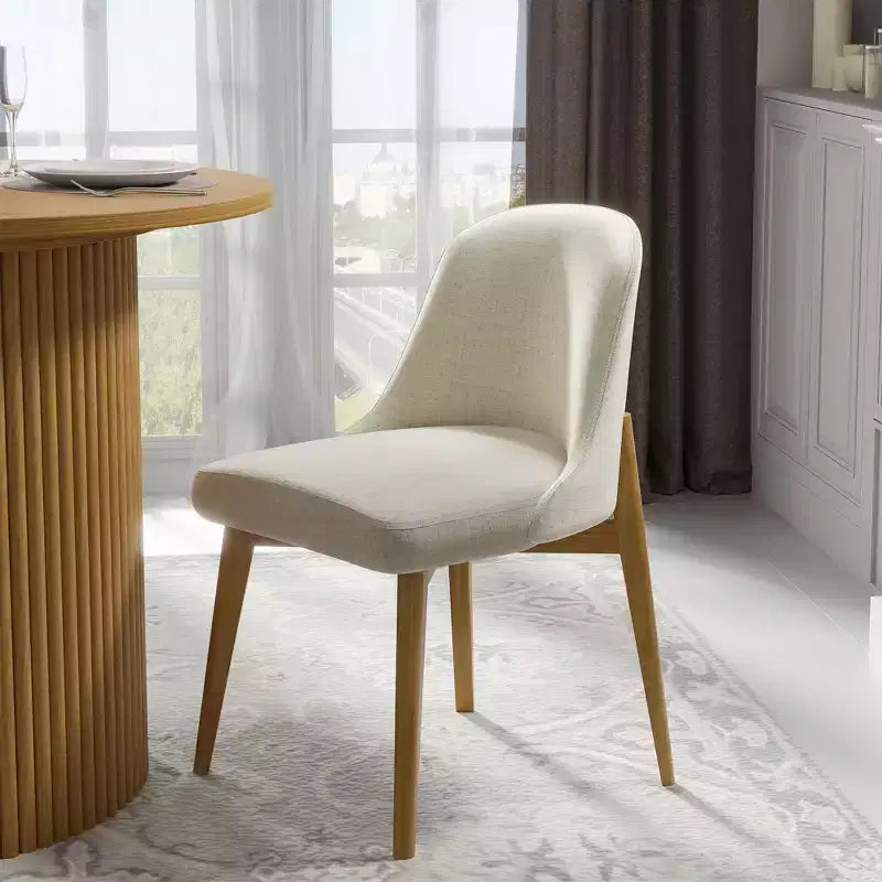 Chaises de salle à manger capitonnées en lin blanc - Lot de 2