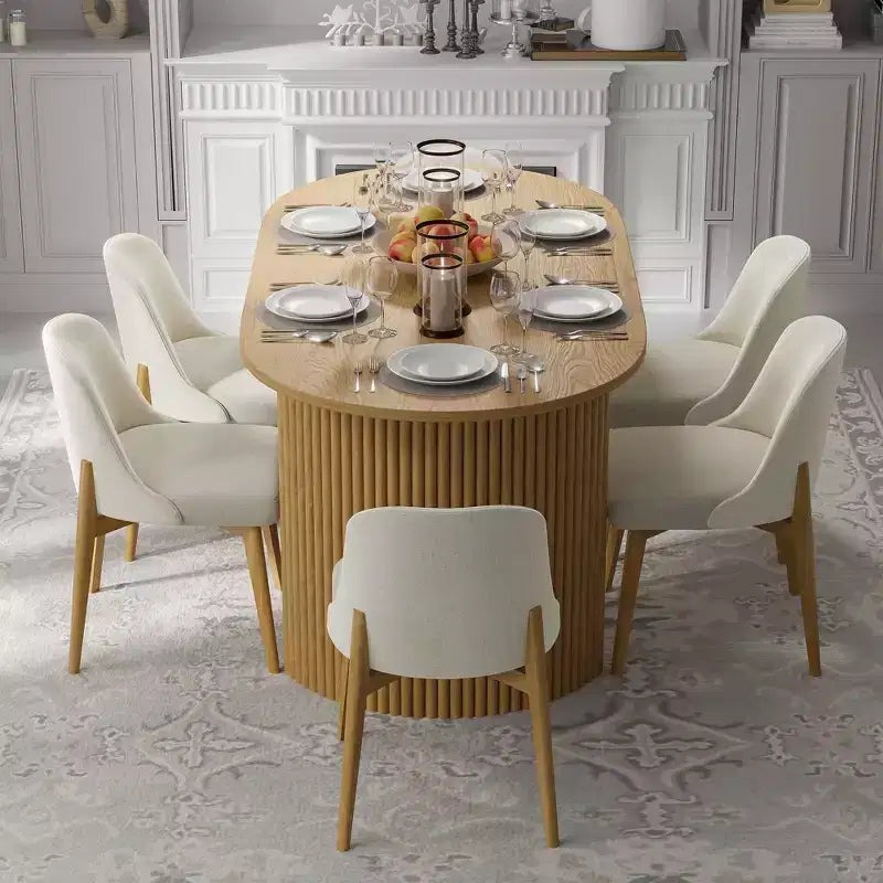 Chaises de salle à manger capitonnées en lin blanc - Lot de 2