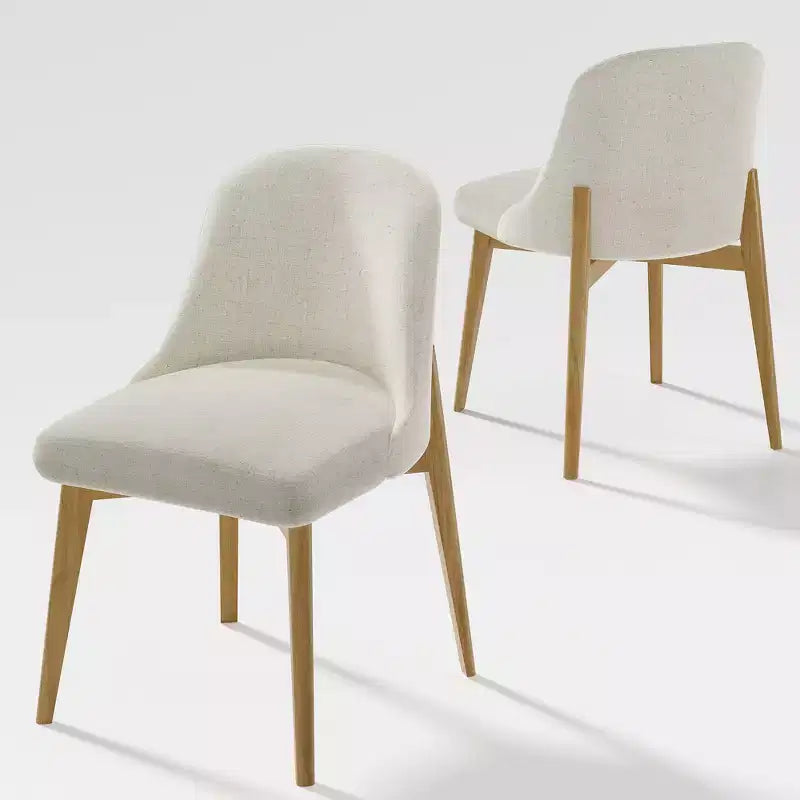 Chaises de salle à manger capitonnées en lin blanc - Lot de 2