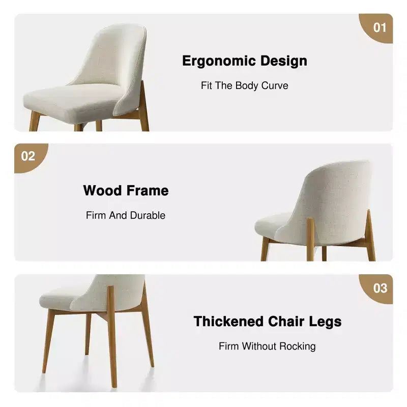 Chaises de salle à manger capitonnées en lin blanc - Lot de 2