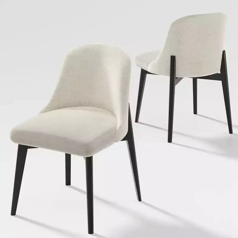 Chaises de salle à manger capitonnées en lin blanc - Lot de 2