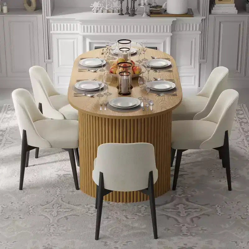 Chaises de salle à manger capitonnées en lin blanc - Lot de 2