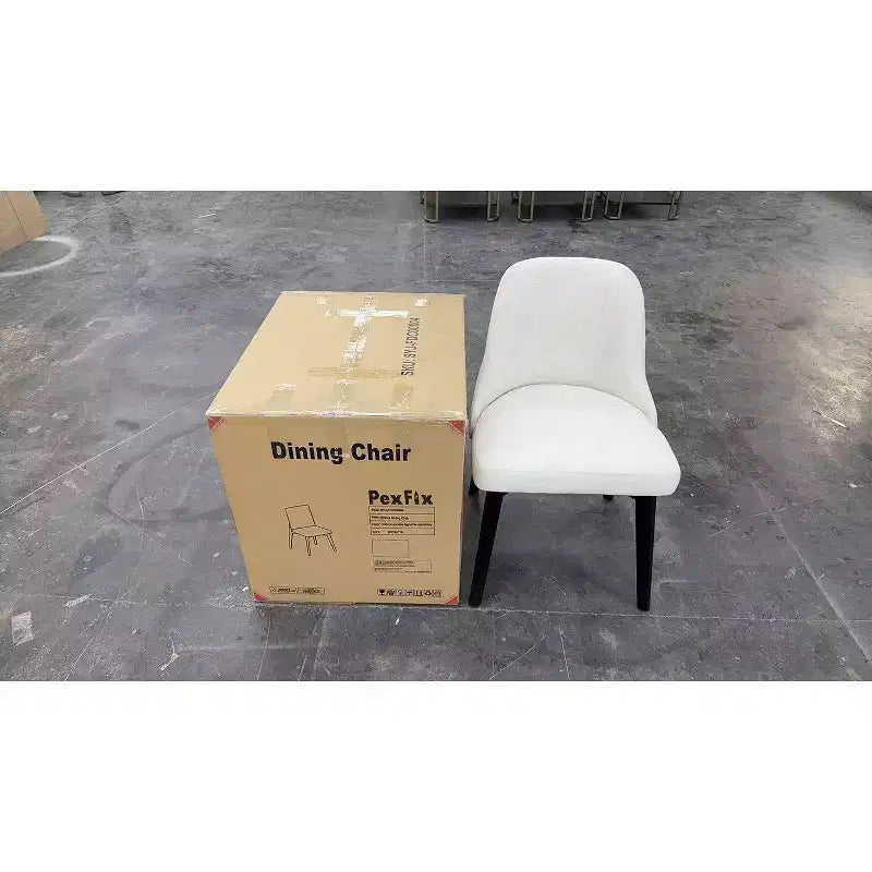Chaises de salle à manger capitonnées en lin blanc - Lot de 2