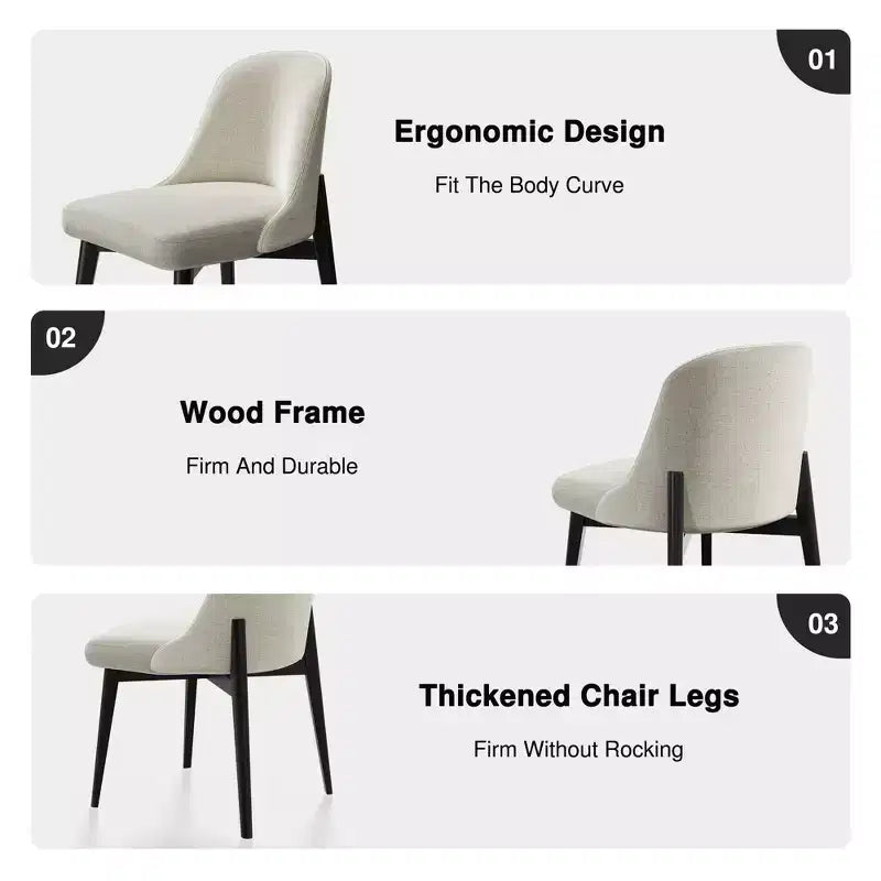 Chaises de salle à manger capitonnées en lin blanc - Lot de 2