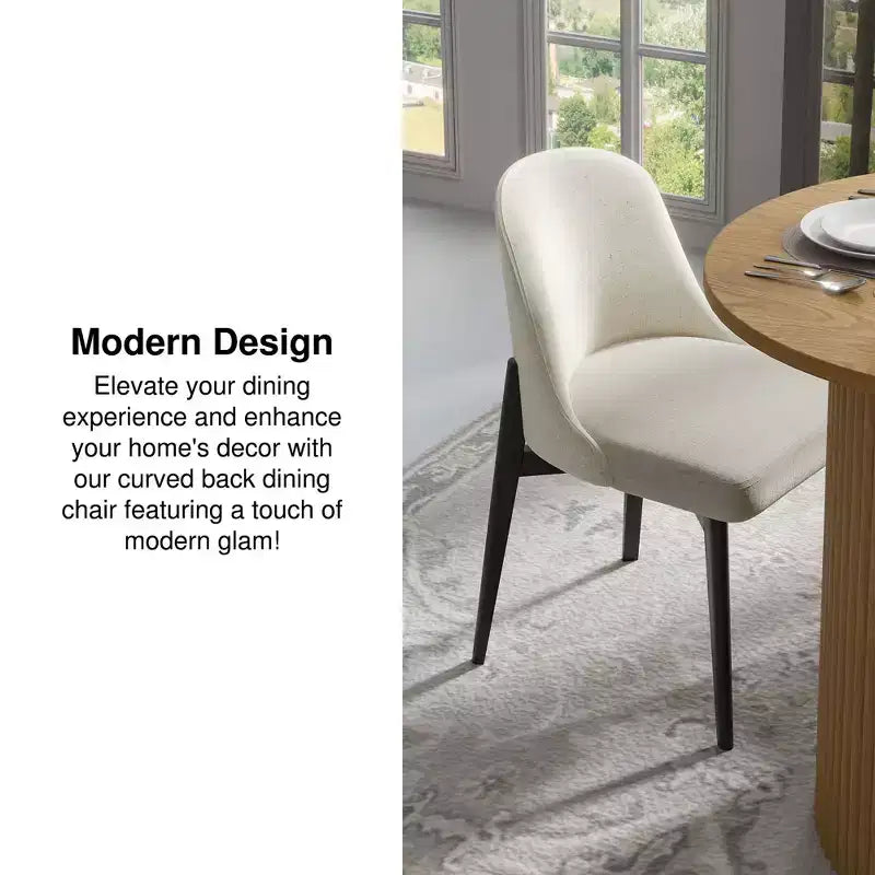 Chaises de salle à manger capitonnées en lin blanc - Lot de 2