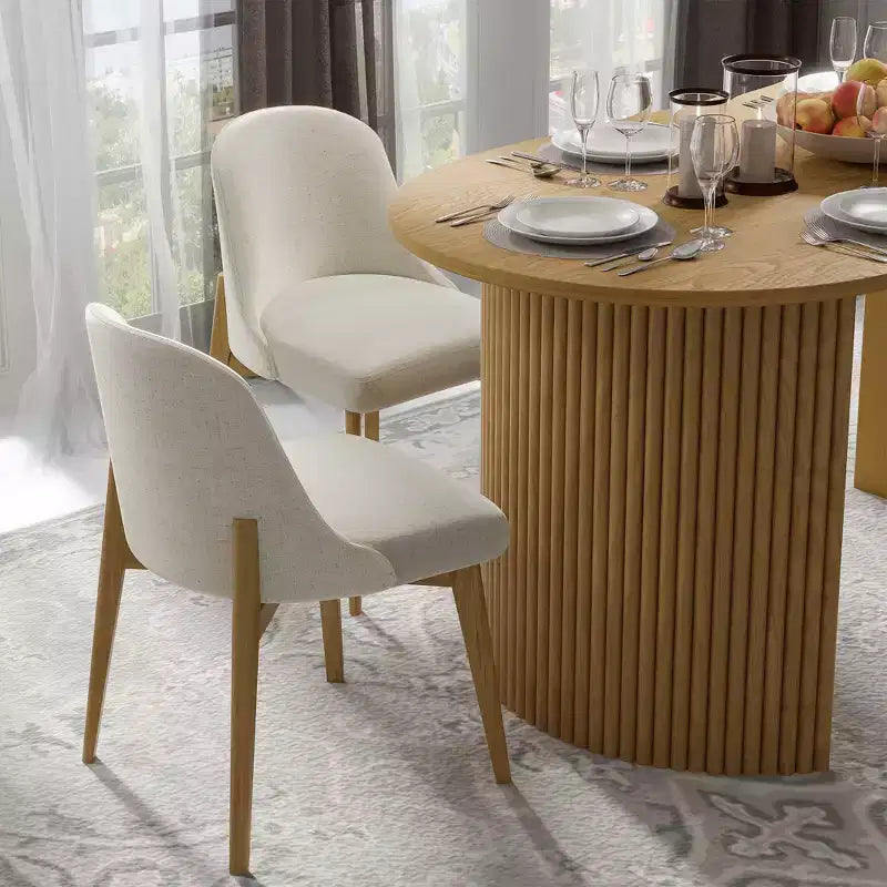 Chaises de salle à manger capitonnées en lin blanc - Lot de 2