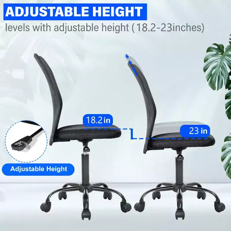 Chaise de bureau en maille Fauteuil de bureau pivotant à roulettes avec soutien lombaire