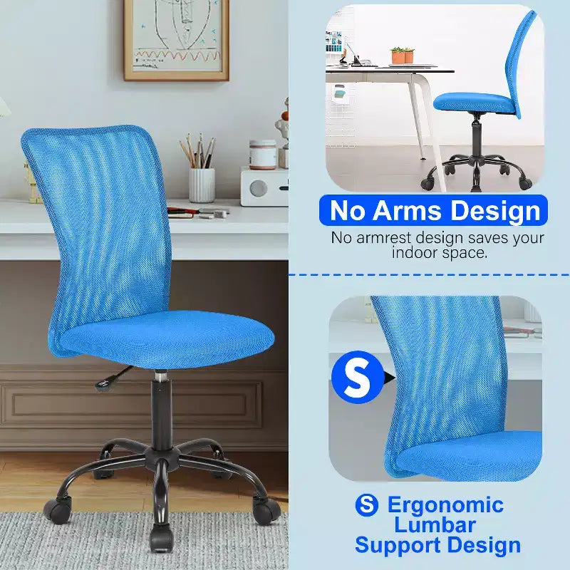 Chaise de bureau en maille Fauteuil de bureau pivotant à roulettes avec soutien lombaire
