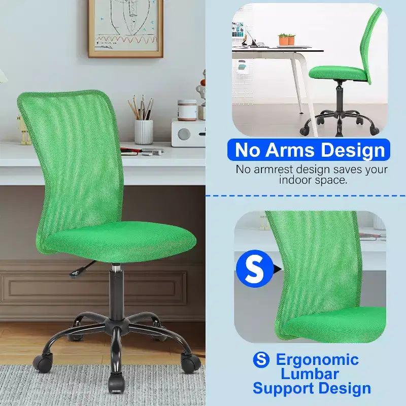 Chaise de bureau en maille Fauteuil de bureau pivotant à roulettes avec soutien lombaire
