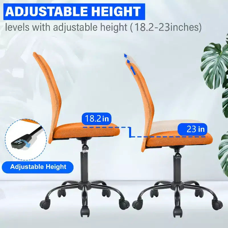 Chaise de bureau en maille Fauteuil de bureau pivotant à roulettes avec soutien lombaire