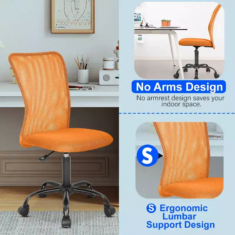 Chaise de bureau en maille Fauteuil de bureau pivotant à roulettes avec soutien lombaire