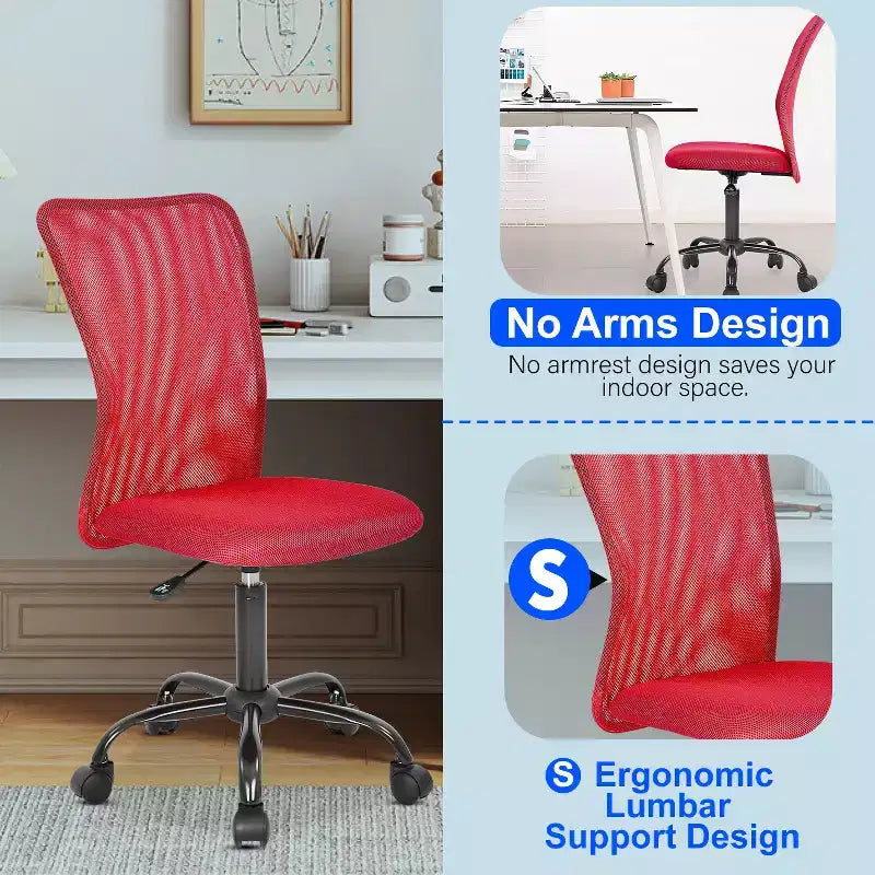 Chaise de bureau en maille Fauteuil de bureau pivotant à roulettes avec soutien lombaire