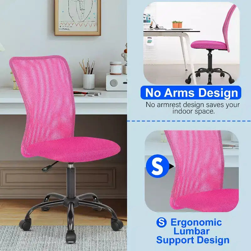 Chaise de bureau en maille Fauteuil de bureau pivotant à roulettes avec soutien lombaire