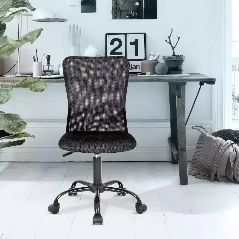 Chaise de bureau en maille Fauteuil de bureau pivotant à roulettes avec soutien lombaire