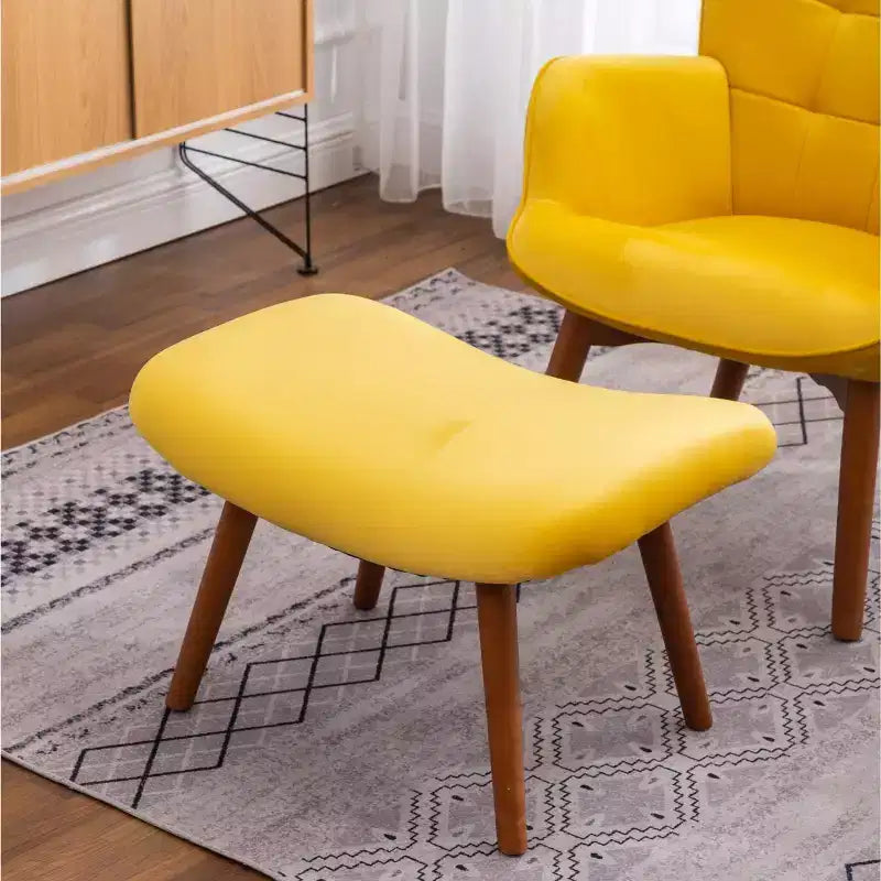 Fauteuil d'appoint capitonné contemporain en velours soyeux avec ottoman, jaune