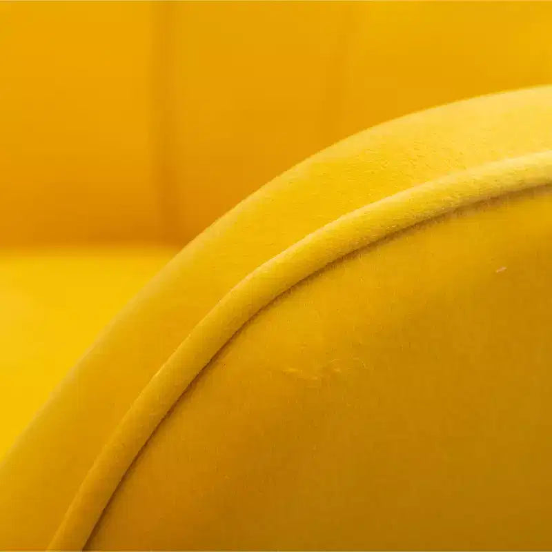 Fauteuil d'appoint capitonné contemporain en velours soyeux avec ottoman, jaune