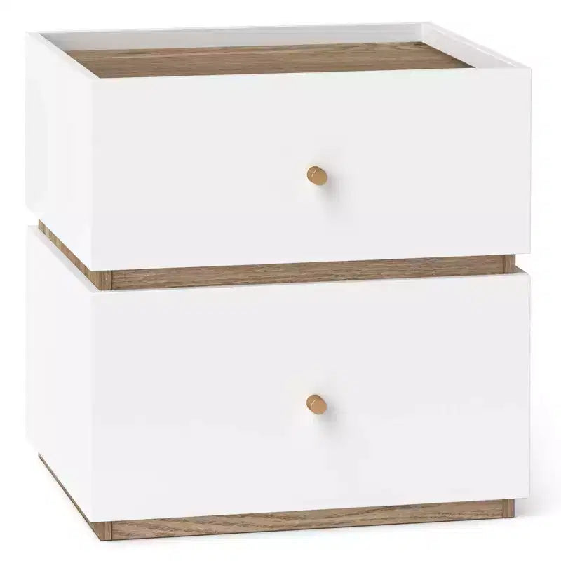 Table de Chevet Moderne à 2 Tiroirs avec Rangement et Rebord Relevé