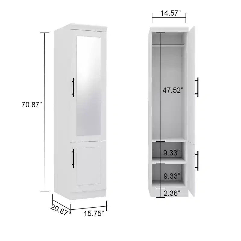 Armoire en bois blanc de 40 cm avec 2 étagères