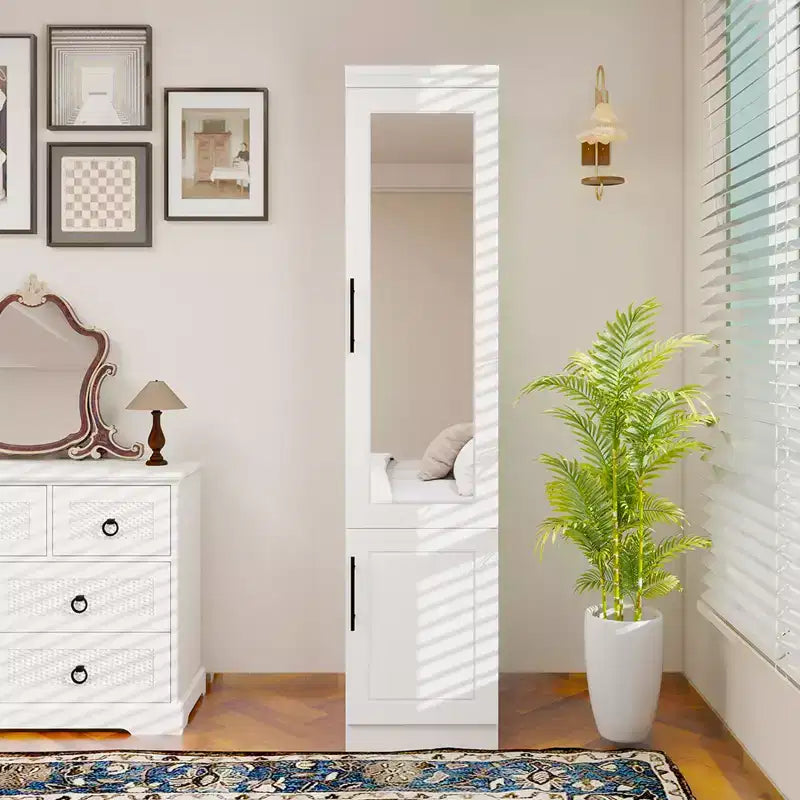 Armoire en bois blanc de 40 cm avec 2 étagères