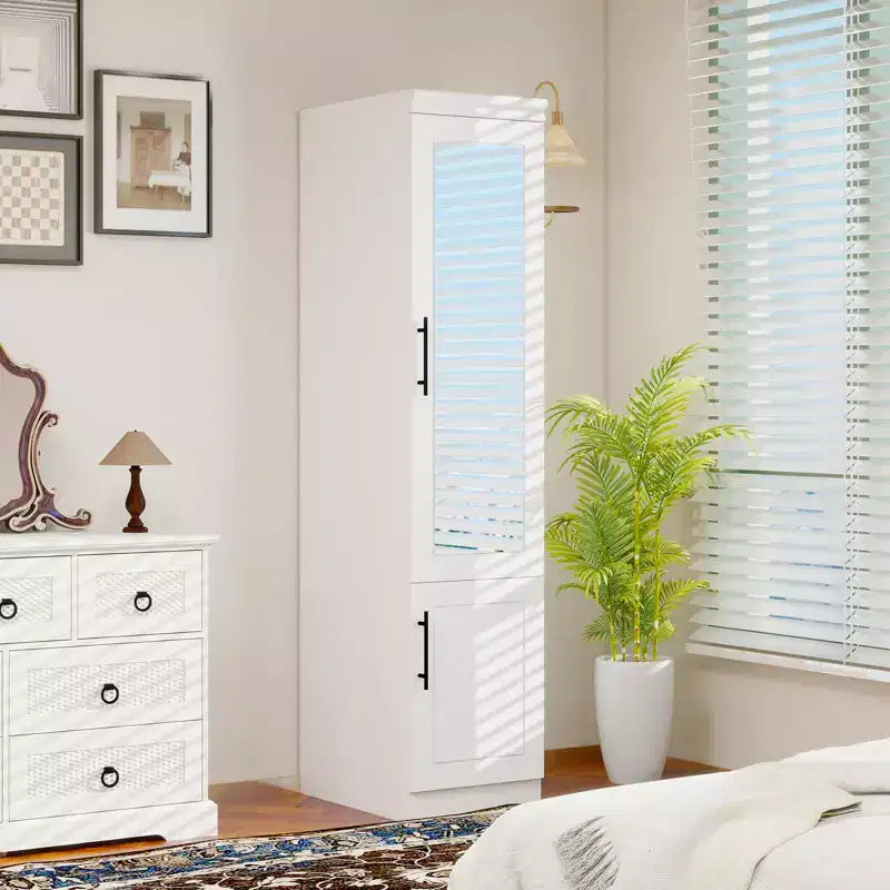 Armoire en bois blanc de 40 cm avec 2 étagères
