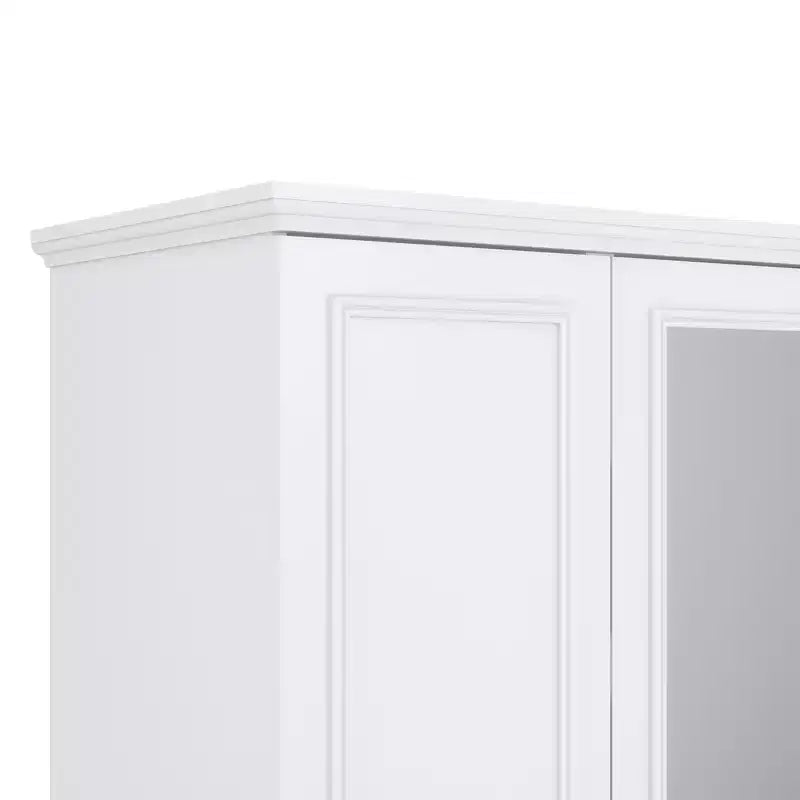 Armoire en bois blanc avec 4 tiroirs et 2 étagères