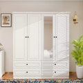 Armoire en bois blanc avec 4 tiroirs et 2 étagères