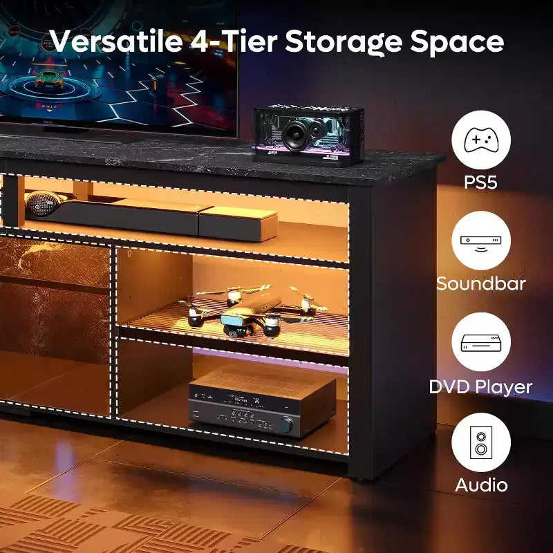 Meuble TV LED pour centre de divertissement de jeux