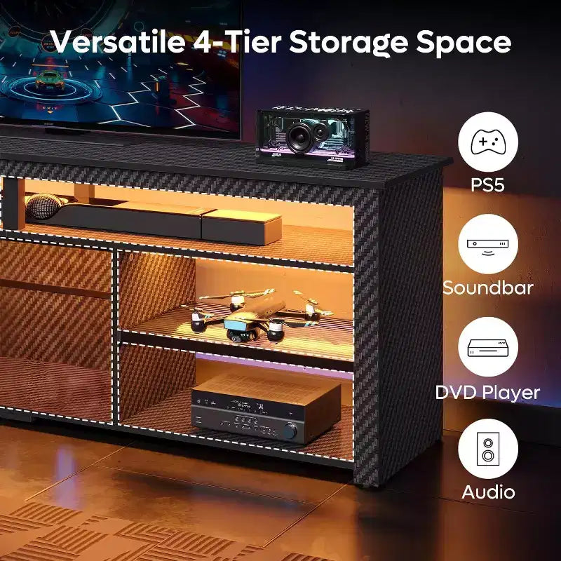 Meuble TV LED pour centre de divertissement de jeux