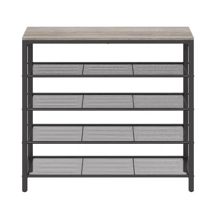 Meuble à chaussures, organiseur de rangement à 5 niveaux avec 4 étagères en maille métalliqueGrand meuble à chaussures d'entrée
