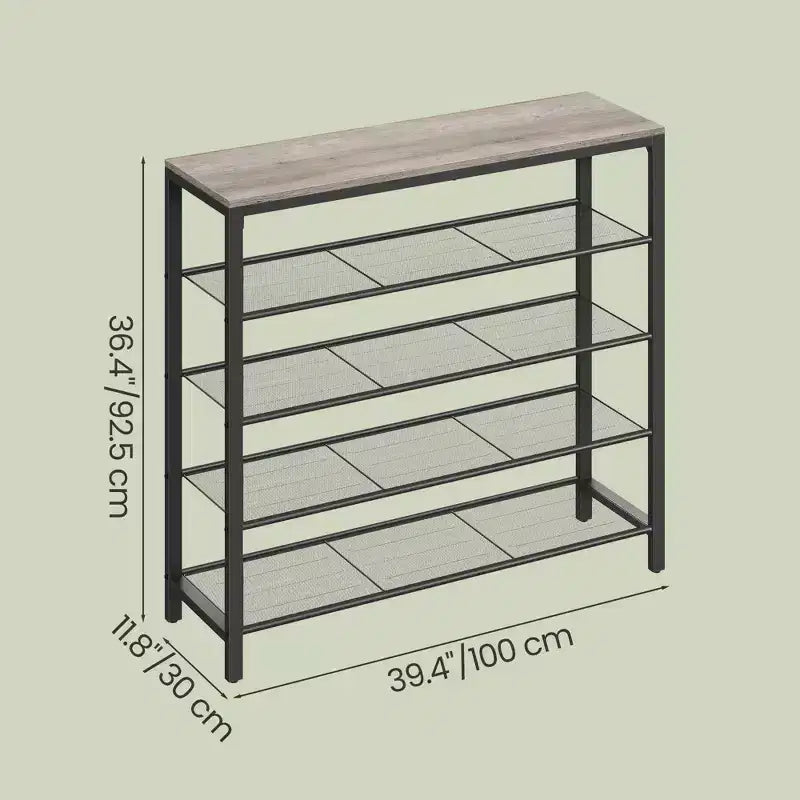 Meuble à chaussures, organiseur de rangement à 5 niveaux avec 4 étagères en maille métalliqueGrand meuble à chaussures d'entrée