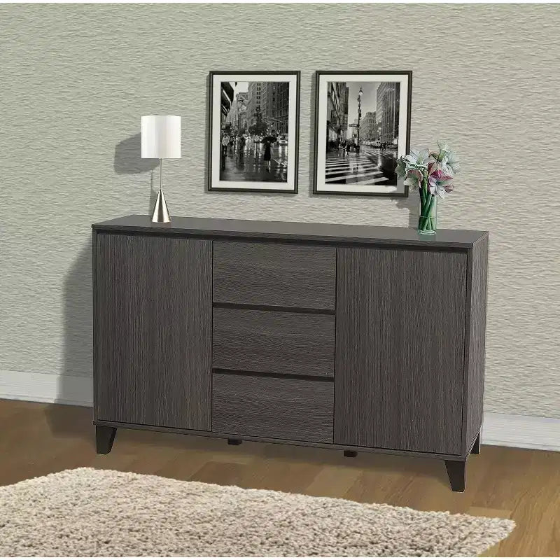 Kings Brand Furniture Wood Buffet Server Cabinet Console Table, Oak Gray