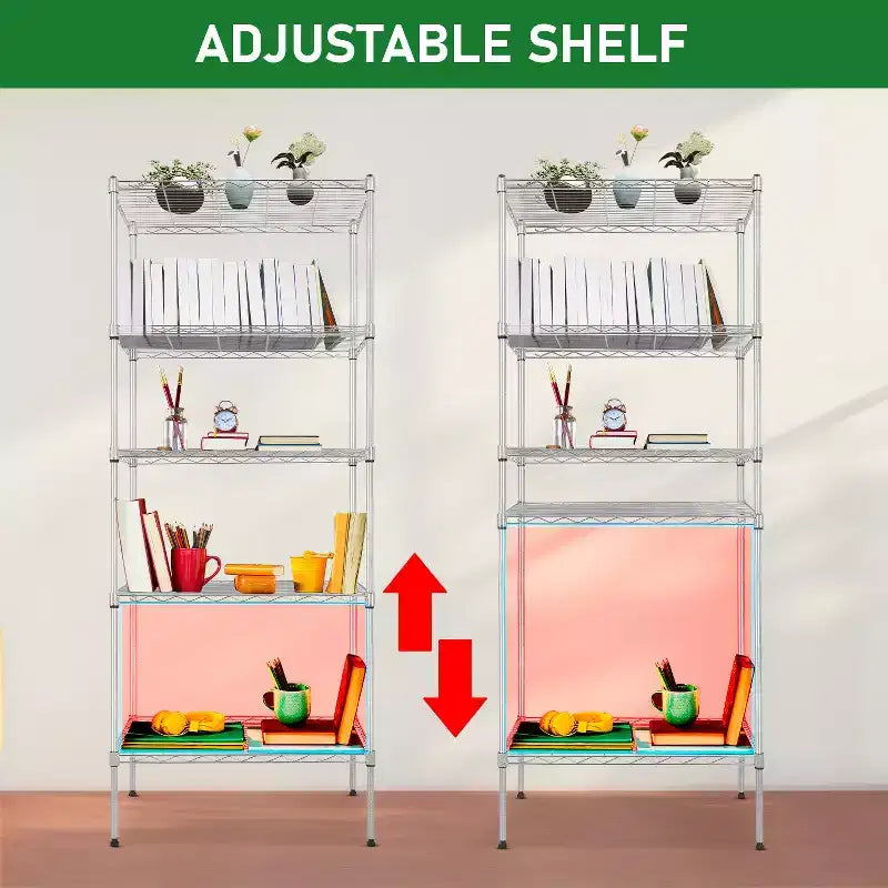 Étagère métallique à 5 niveaux pour rangement robuste et réglable