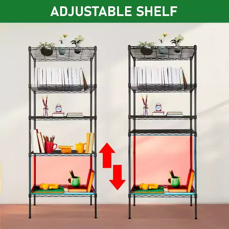 Étagère métallique à 5 niveaux pour rangement robuste et réglable