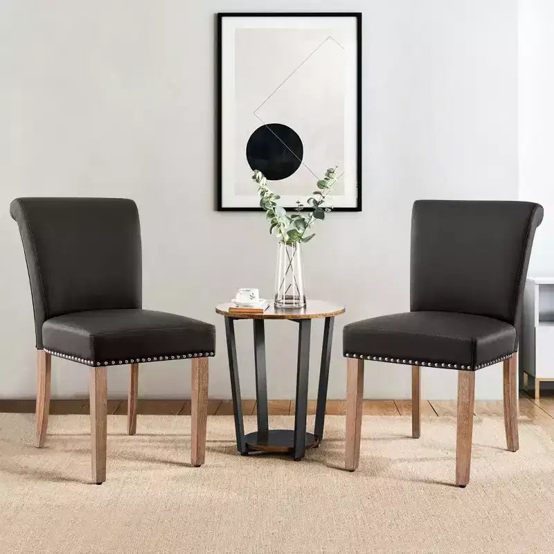 Chaise de salle à manger d'intérieur cloutée en cuir Anchor, chaises de maison modernes du milieu du siècle