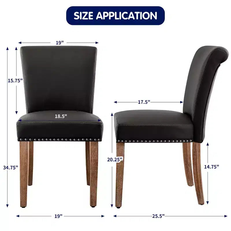 Chaise de salle à manger d'intérieur cloutée en cuir Anchor, chaises de maison modernes du milieu du siècle
