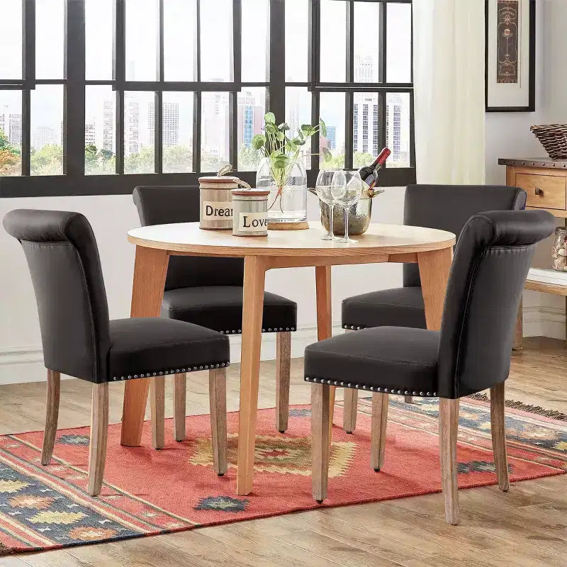 Chaise de salle à manger d'intérieur cloutée en cuir Anchor, chaises de maison modernes du milieu du siècle