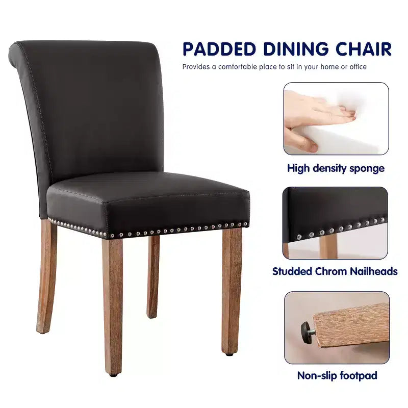 Chaise de salle à manger d'intérieur cloutée en cuir Anchor, chaises de maison modernes du milieu du siècle