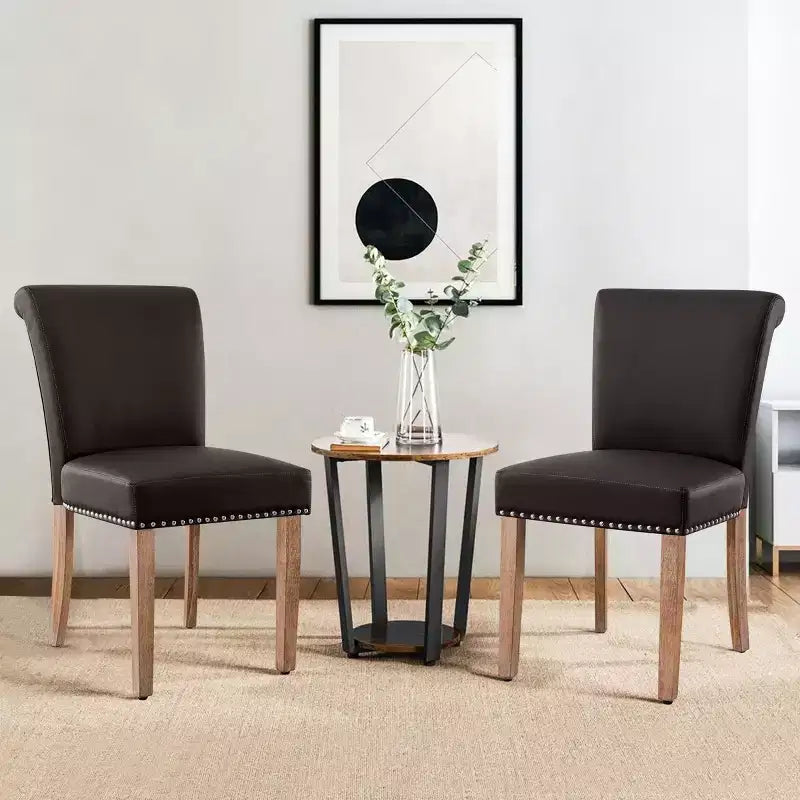 Chaise de salle à manger d'intérieur cloutée en cuir Anchor, chaises de maison modernes du milieu du siècle