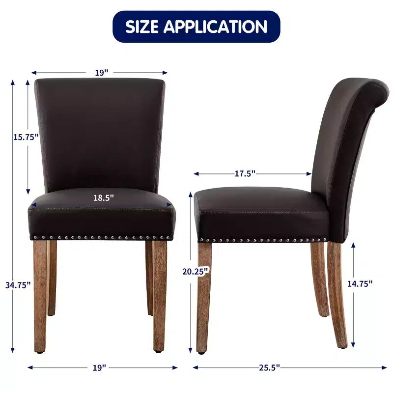 Chaise de salle à manger d'intérieur cloutée en cuir Anchor, chaises de maison modernes du milieu du siècle