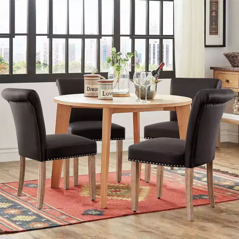 Chaise de salle à manger d'intérieur cloutée en cuir Anchor, chaises de maison modernes du milieu du siècle