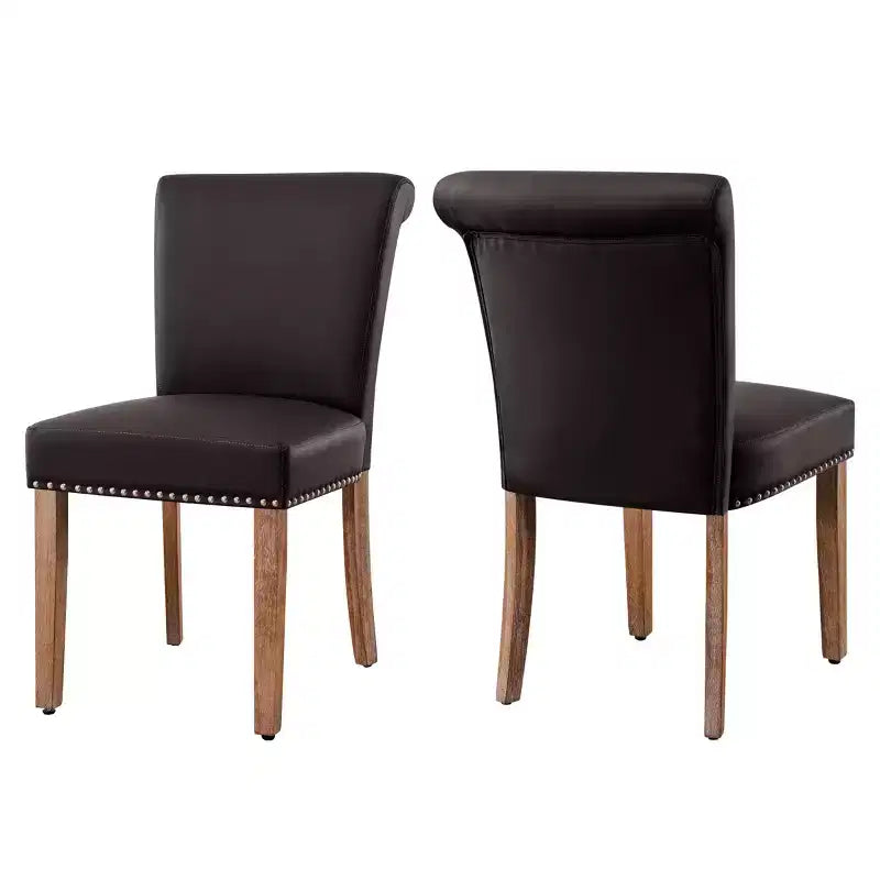Chaise de salle à manger d'intérieur cloutée en cuir Anchor, chaises de maison modernes du milieu du siècle