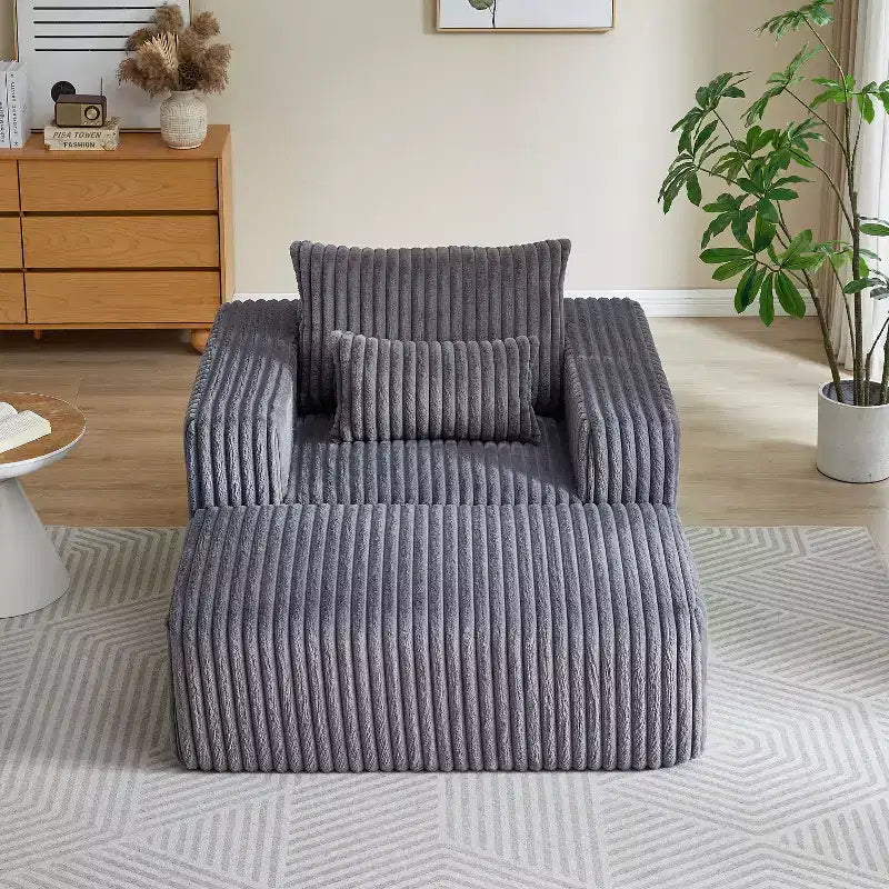 Fauteuil oversize en velours côtelé, canapé simple rembourré avec ottoman