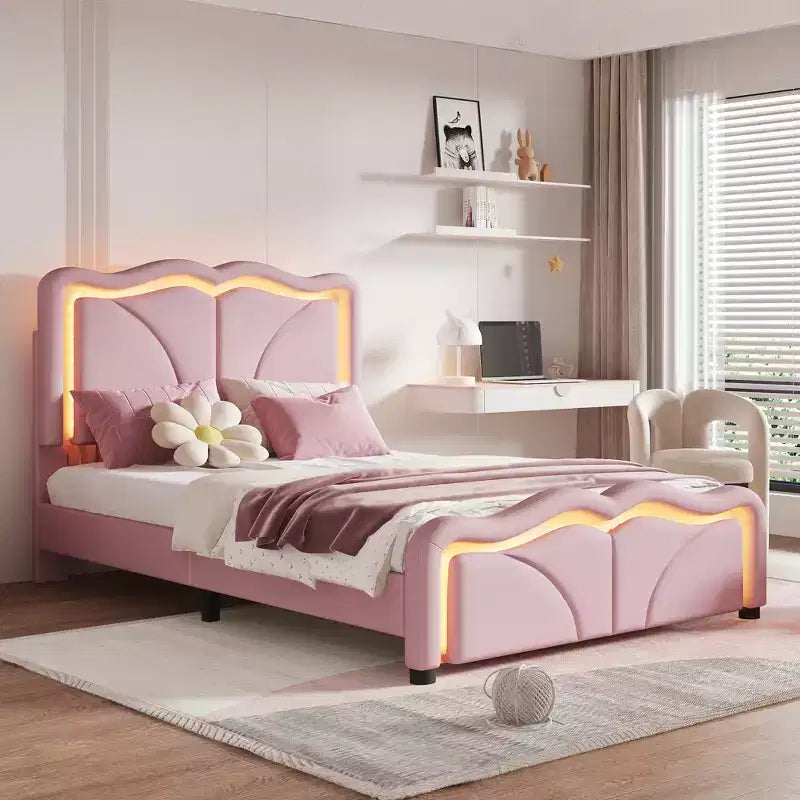 Lit plateforme tapissé de taille simple