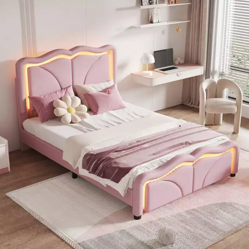 Lit plateforme tapissé de taille simple