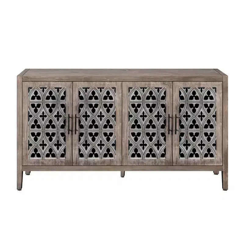 Vaisselier ancien à quatre portes creuses, buffet de rangement de style campagnard américain