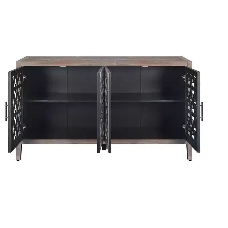 Vaisselier ancien à quatre portes creuses, buffet de rangement de style campagnard américain