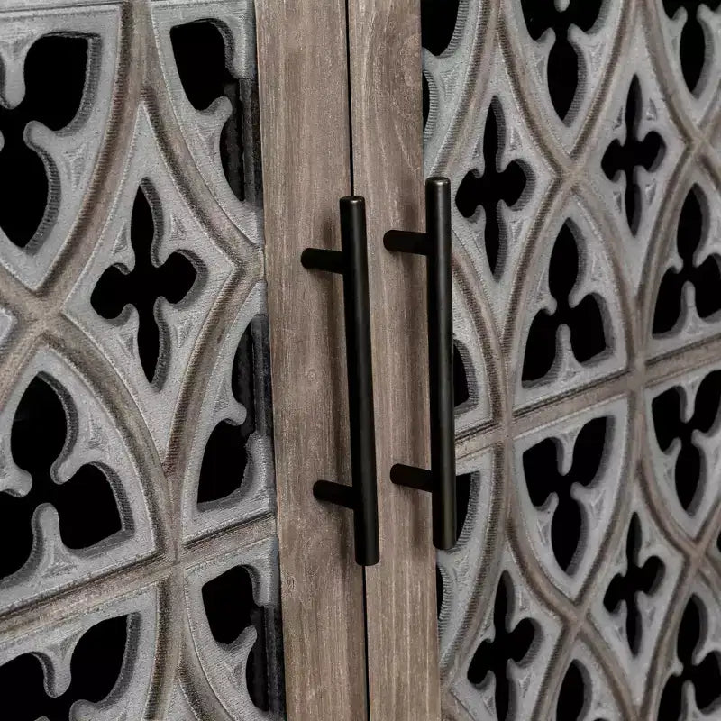 Vaisselier ancien à quatre portes creuses, buffet de rangement de style campagnard américain