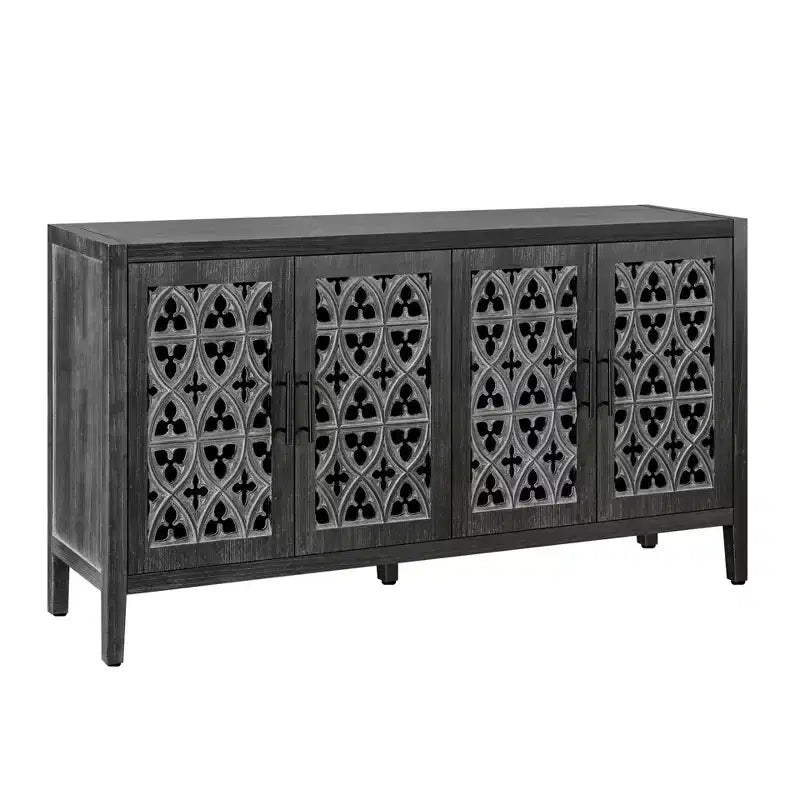 Vaisselier ancien à quatre portes creuses, buffet de rangement de style campagnard américain