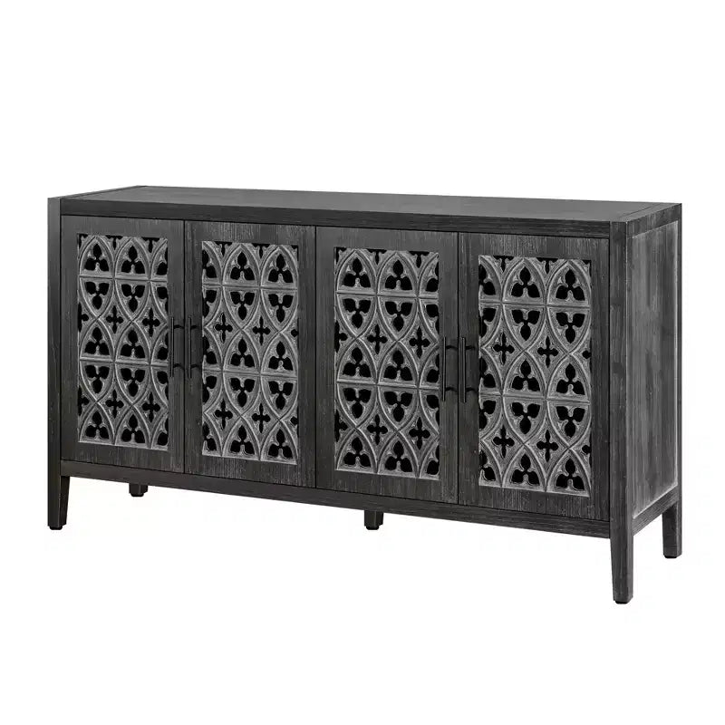 Vaisselier ancien à quatre portes creuses, buffet de rangement de style campagnard américain