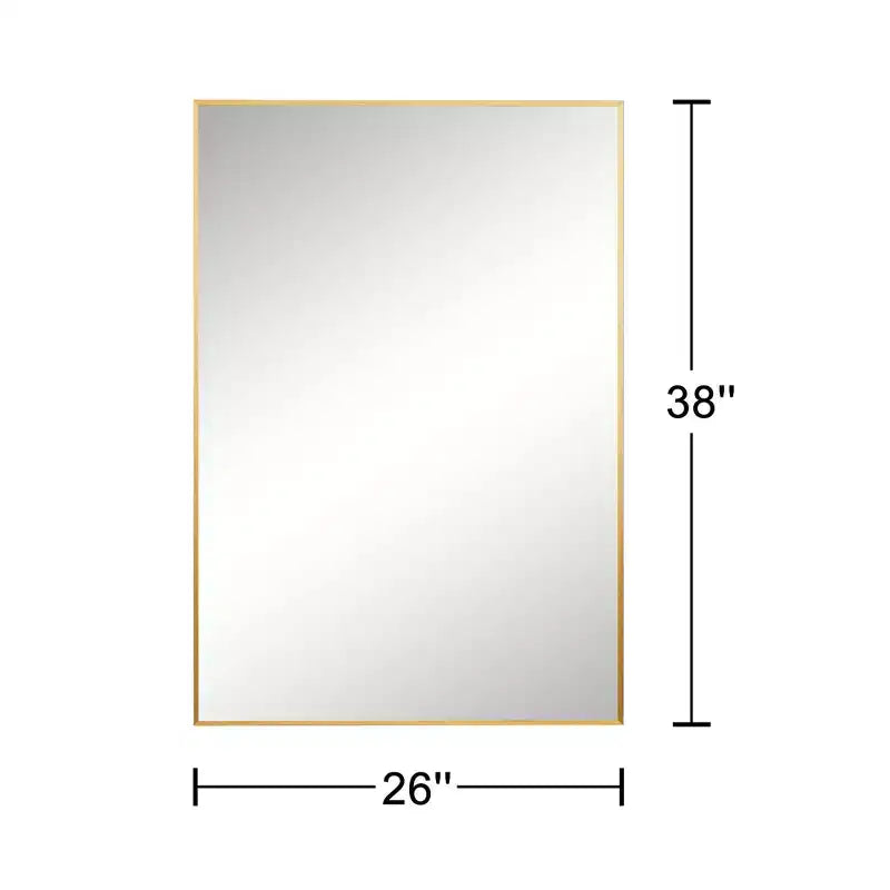 Miroir mural rectangulaire à angle droit à cadre fin en alliage d'aluminium doré